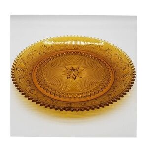 Vintage~1970’s Serve Ware~Tiara Indiana Glass Amber Sandwich 12" Serving Platter